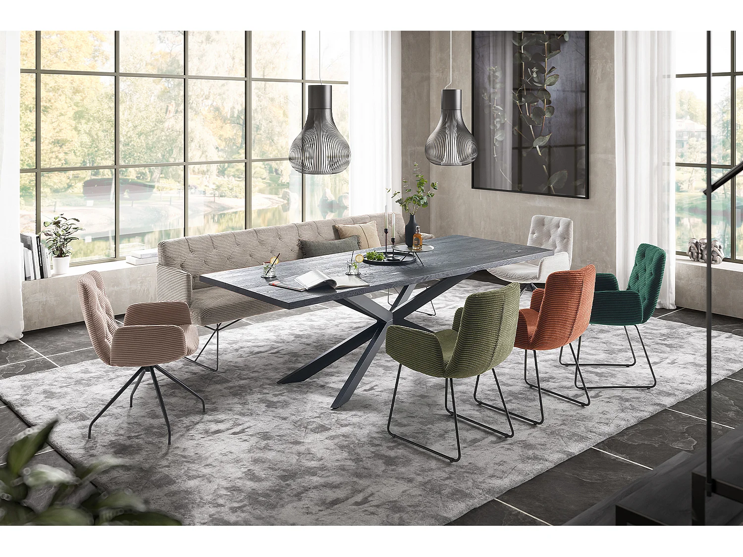 Panca - grigio pietra velluto a coste - CHARME