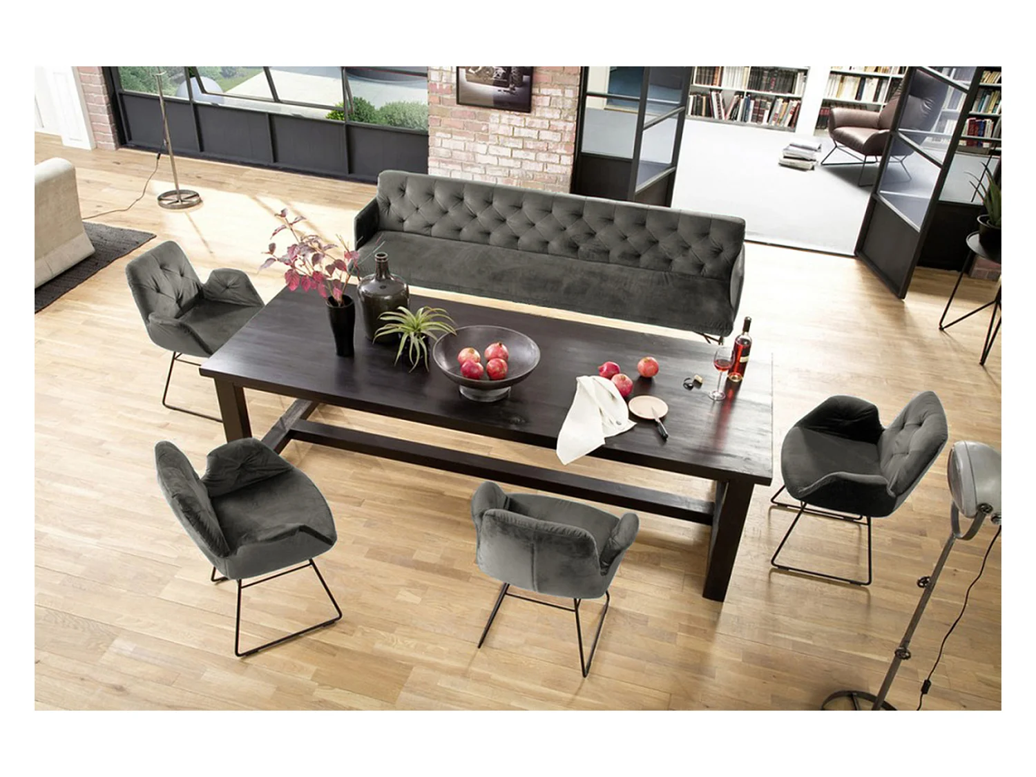Esszimmerbank - Grau Velvet - CHARME