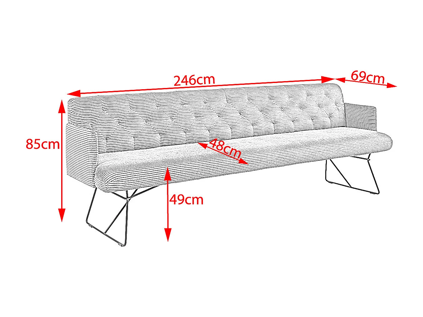 Banc - blanc crème velours côtelé - CHARME