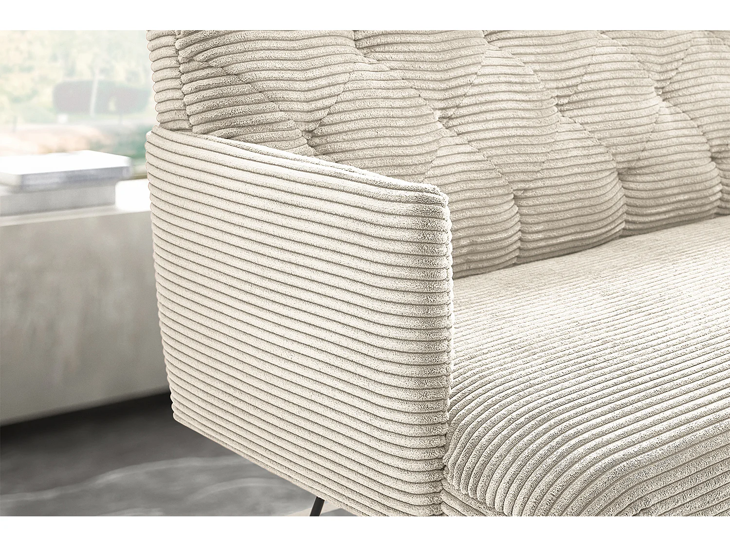 Banc - blanc crème velours côtelé - CHARME