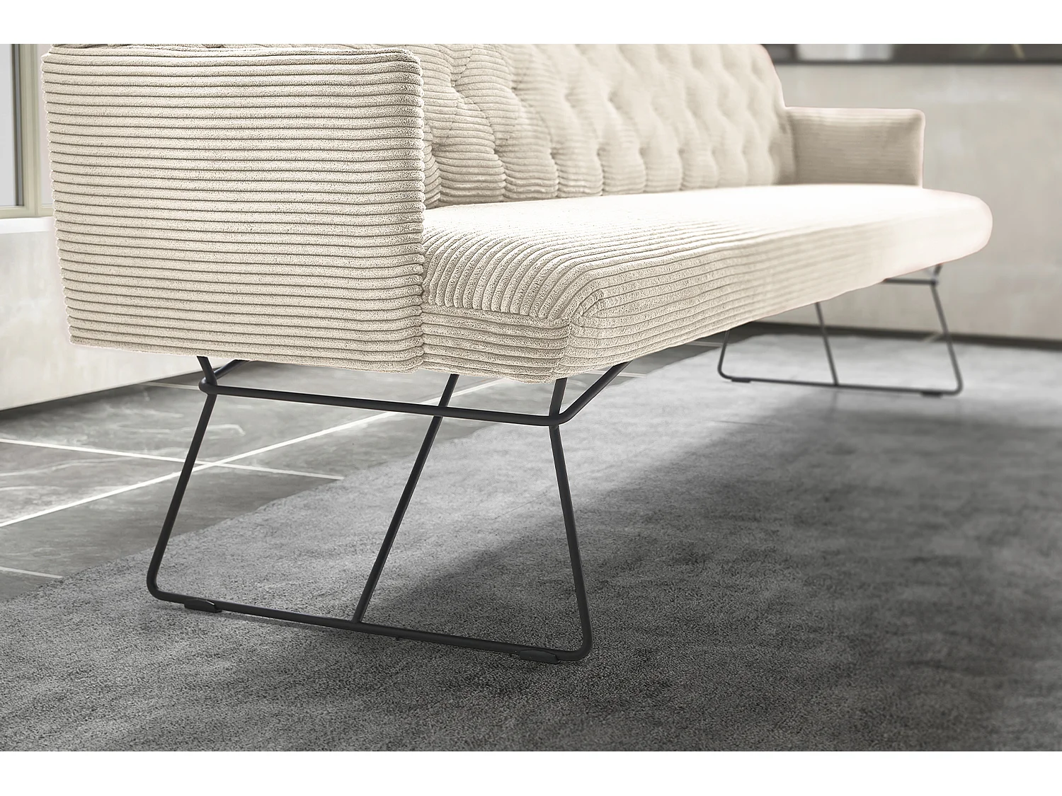 Banc - blanc crème velours côtelé - CHARME