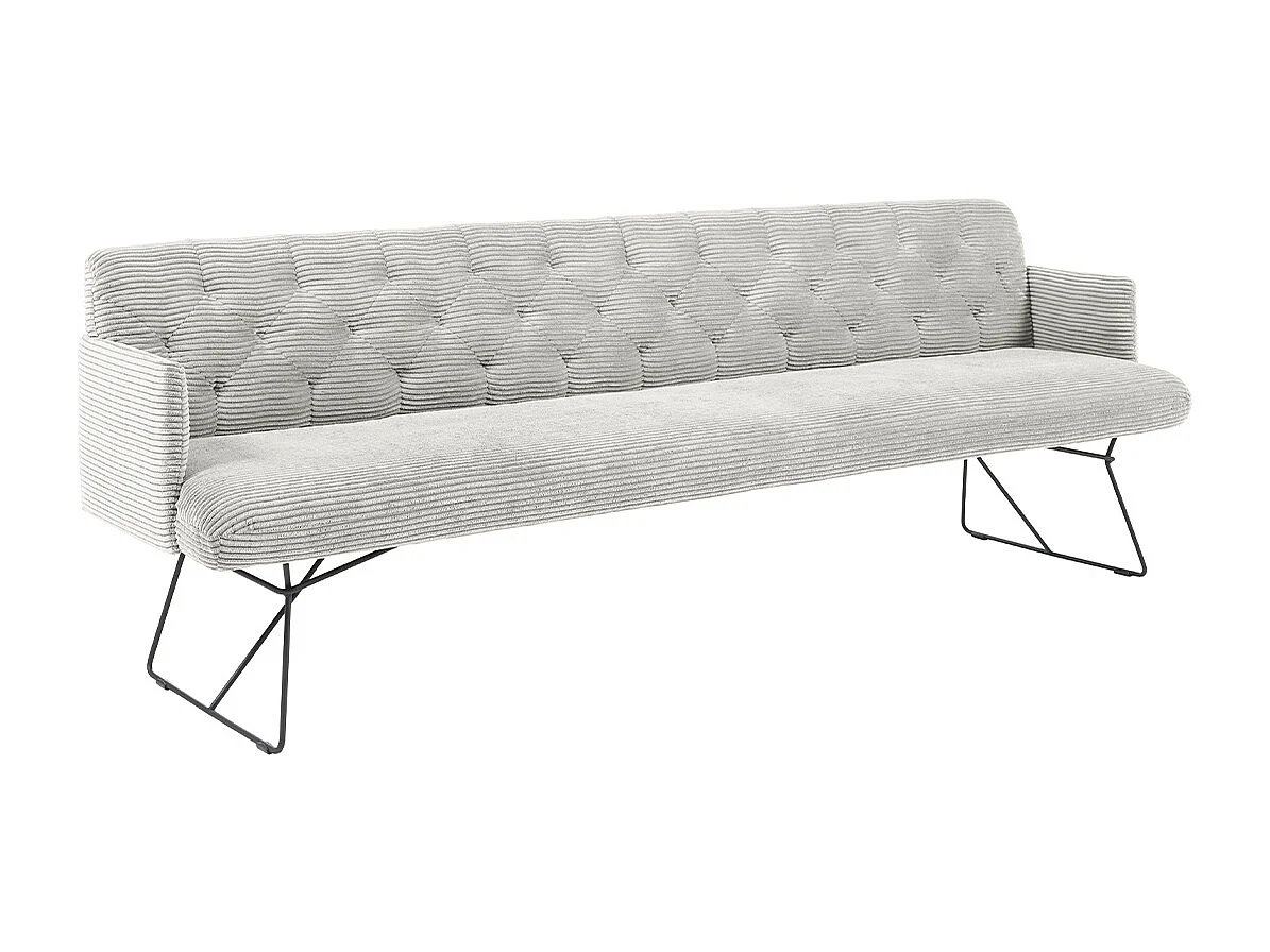 Banc - gris clair velours côtelé - CHARME