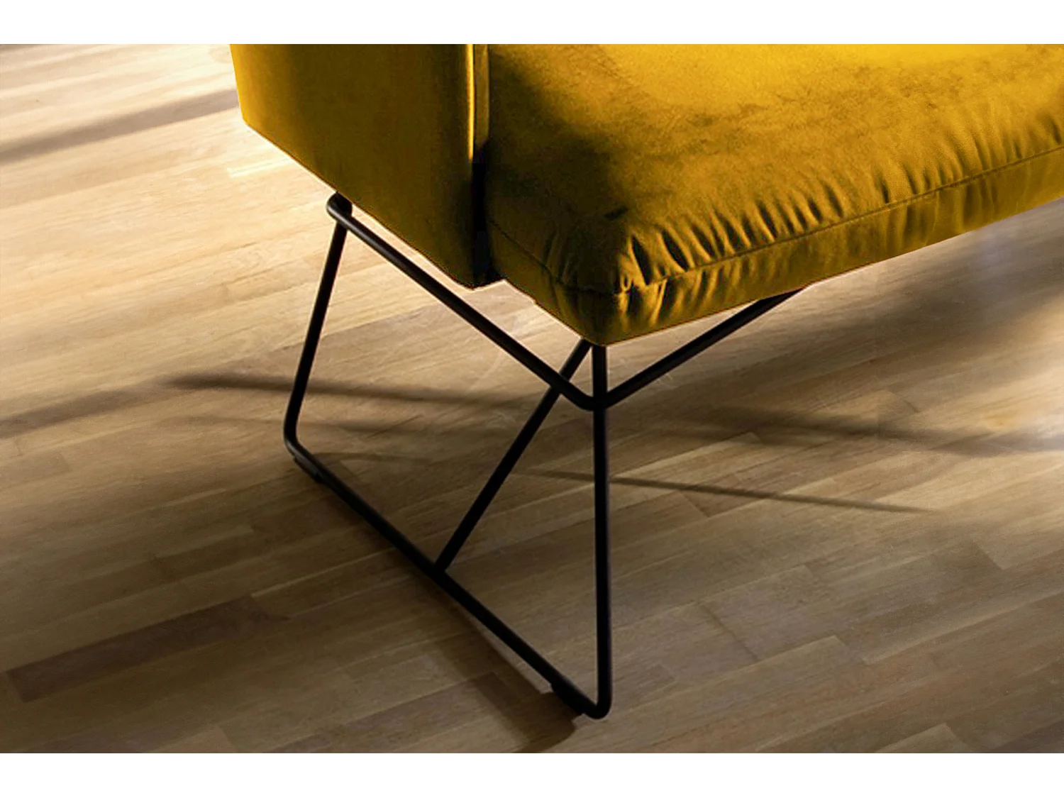 Banc rembourré - jaune Velours - CHARME