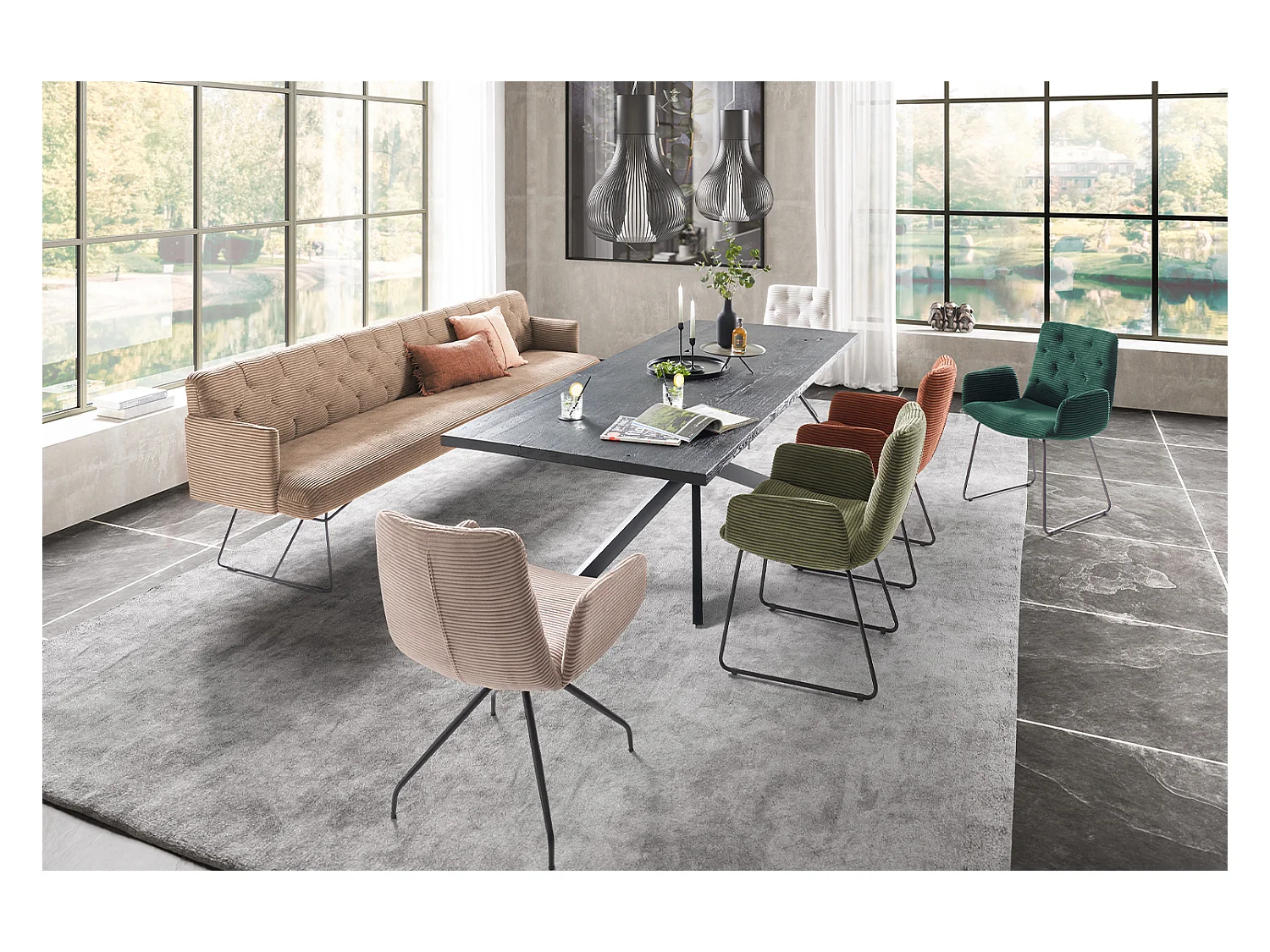 Esszimmerbank - Taupe Cord - CHARME