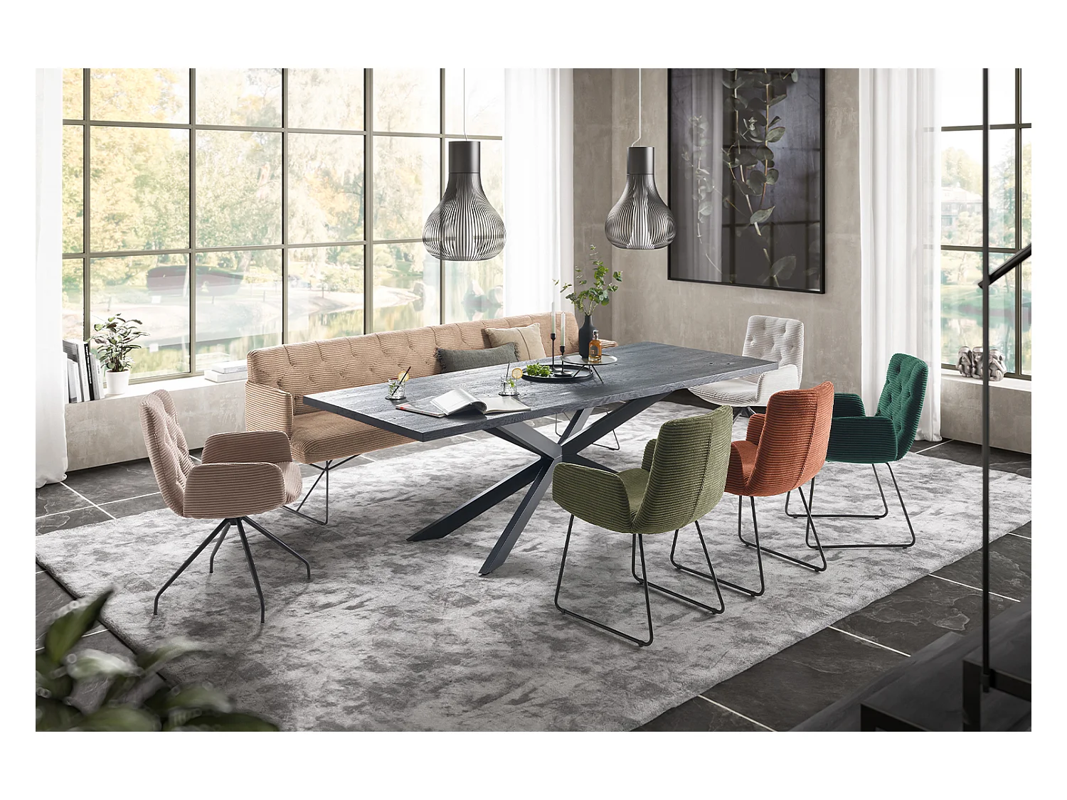 Esszimmerbank - Taupe Cord - CHARME