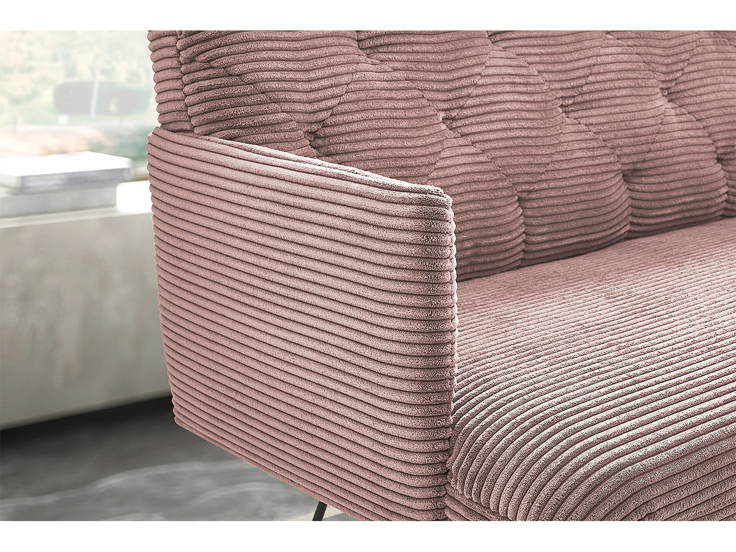 Banc - Rose velours côtelé - CHARME