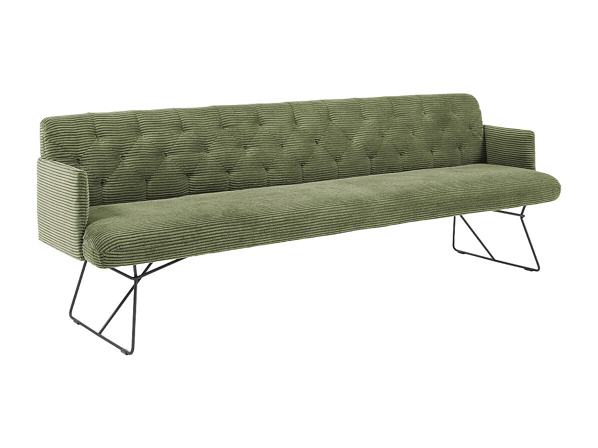 Banc rembourré - Vert Velours côtelé - CHARME