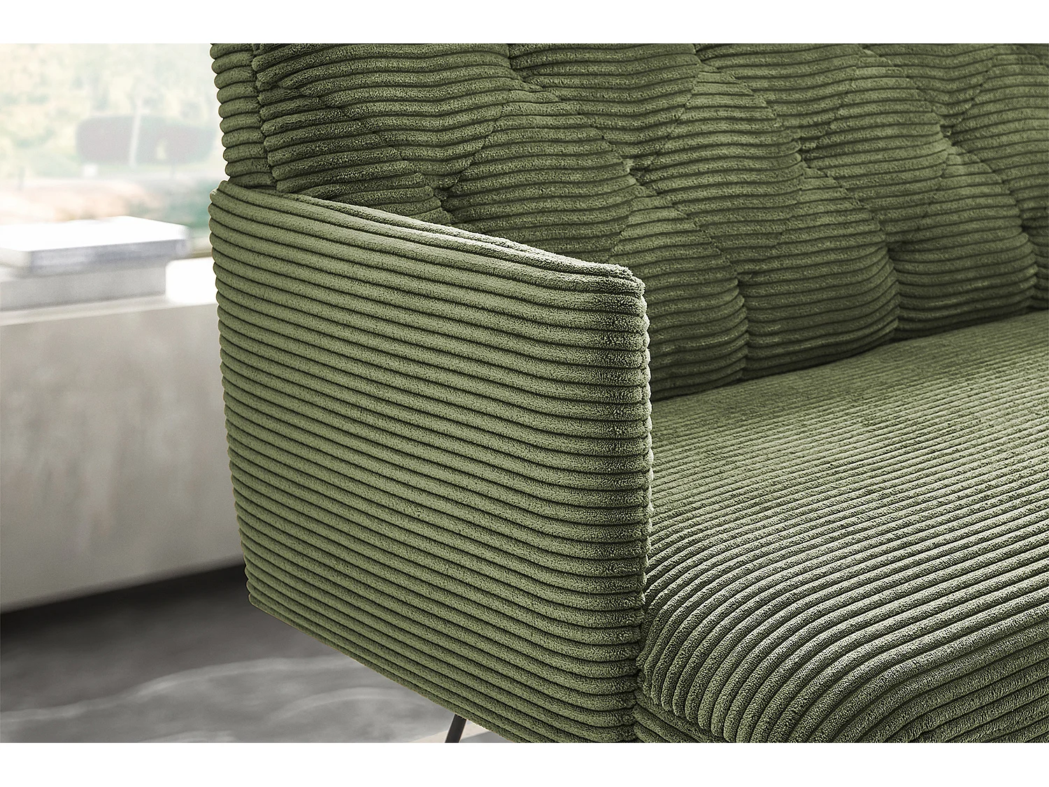 Banc rembourré - Vert Velours côtelé - CHARME