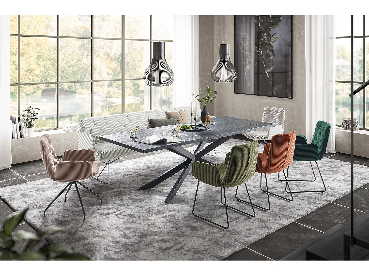 Panca - grigio chiaro velluto a coste - CHARME