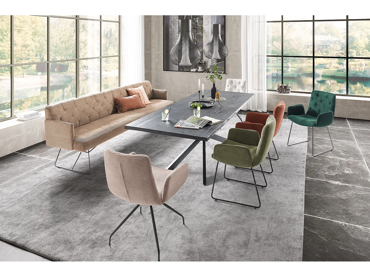 Esszimmerbank - Taupe Cord - CHARME