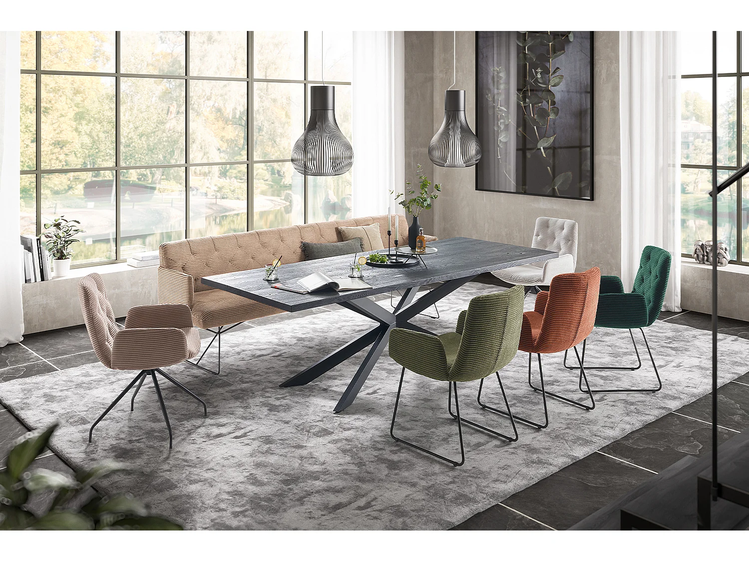 Esszimmerbank - Taupe Cord - CHARME