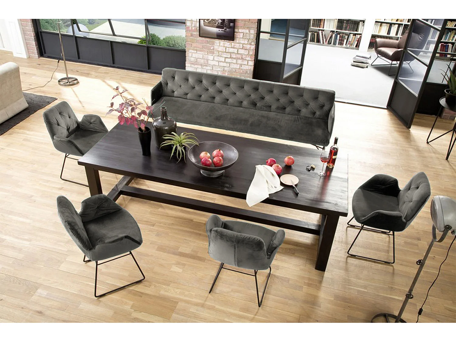 Polsterbank - Grau Velvet - CHARME