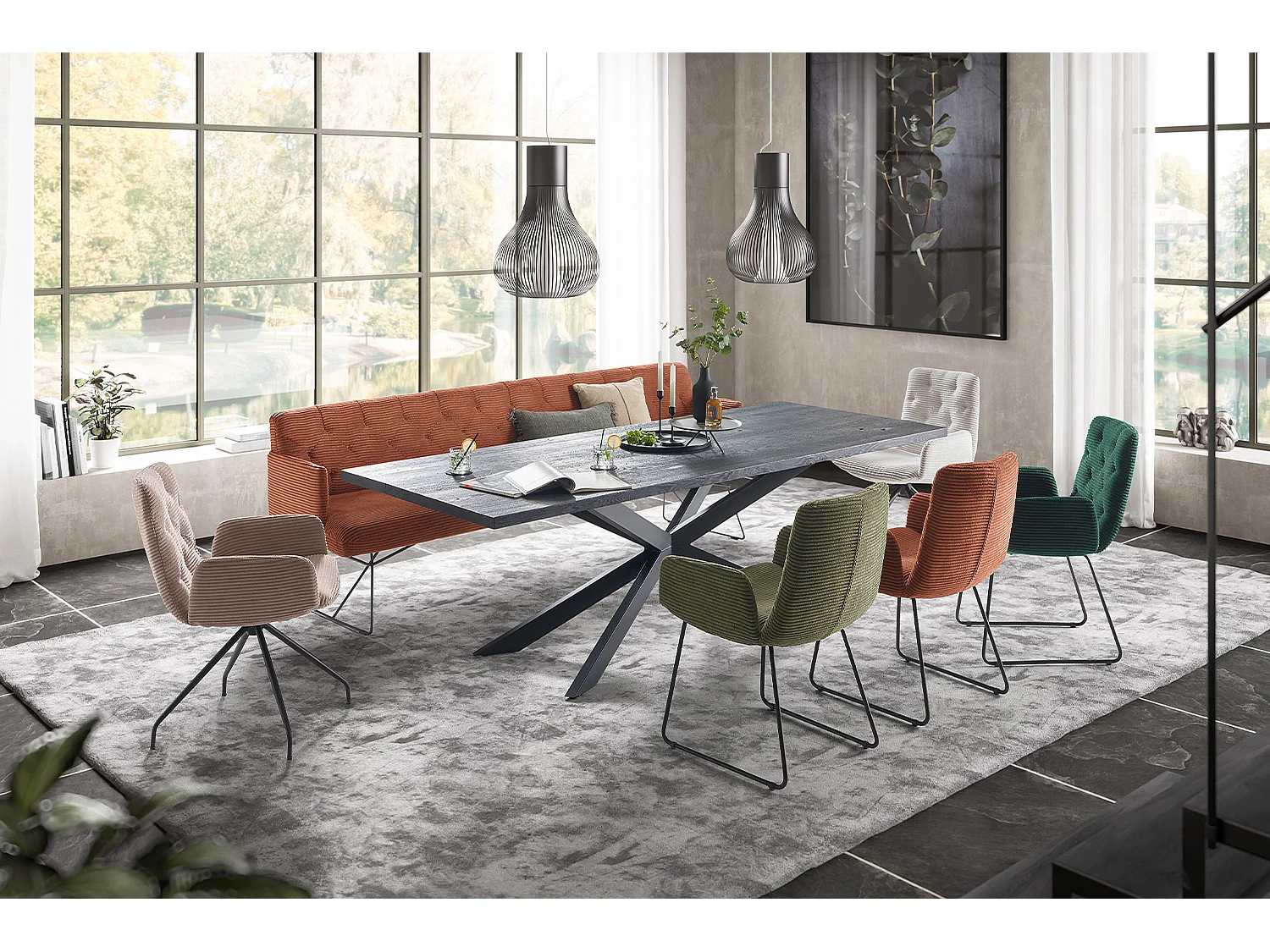 Esszimmerbank - Braun Cord - CHARME