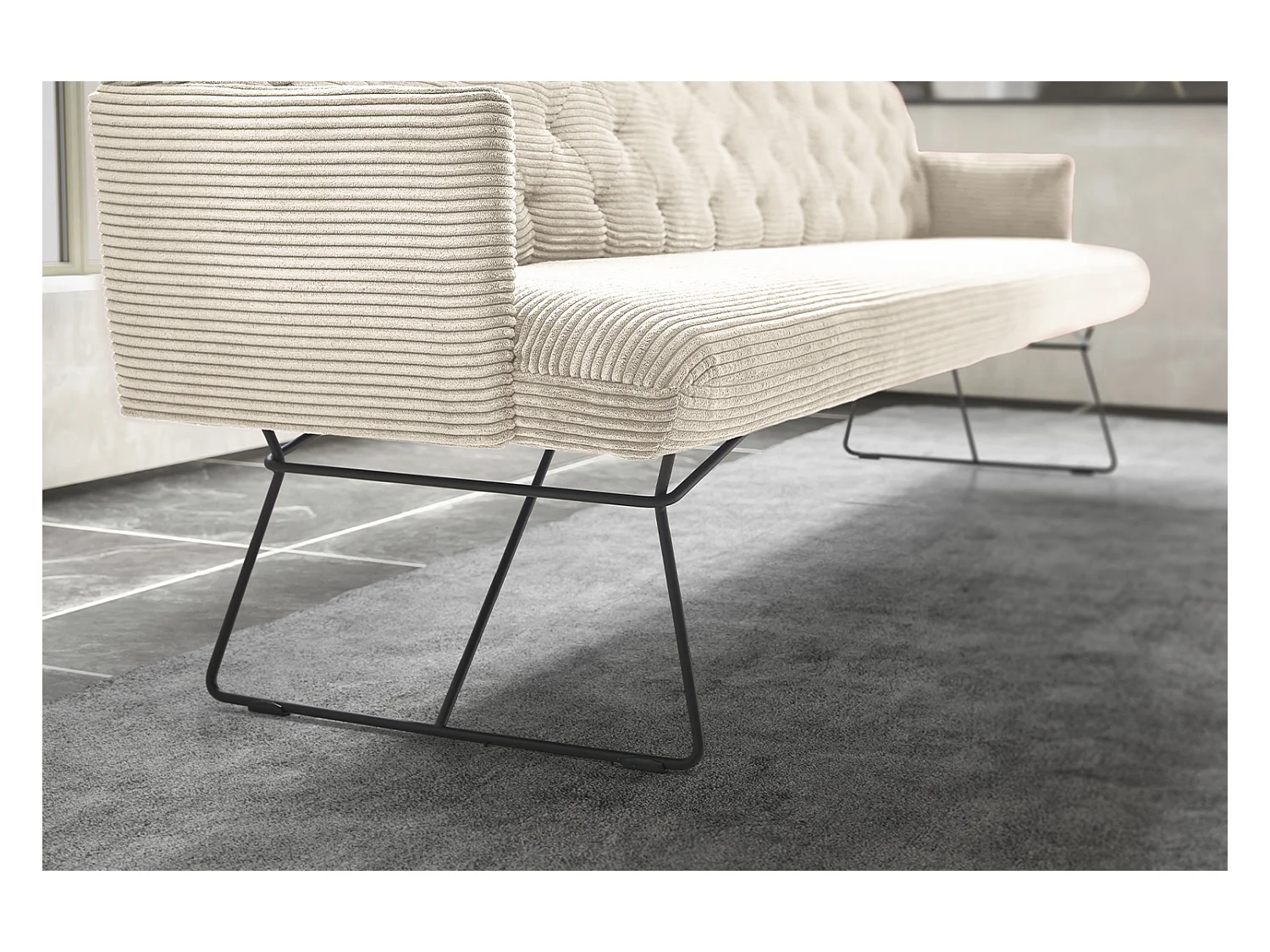 Esszimmerbank - Cremeweiß Cord - CHARME