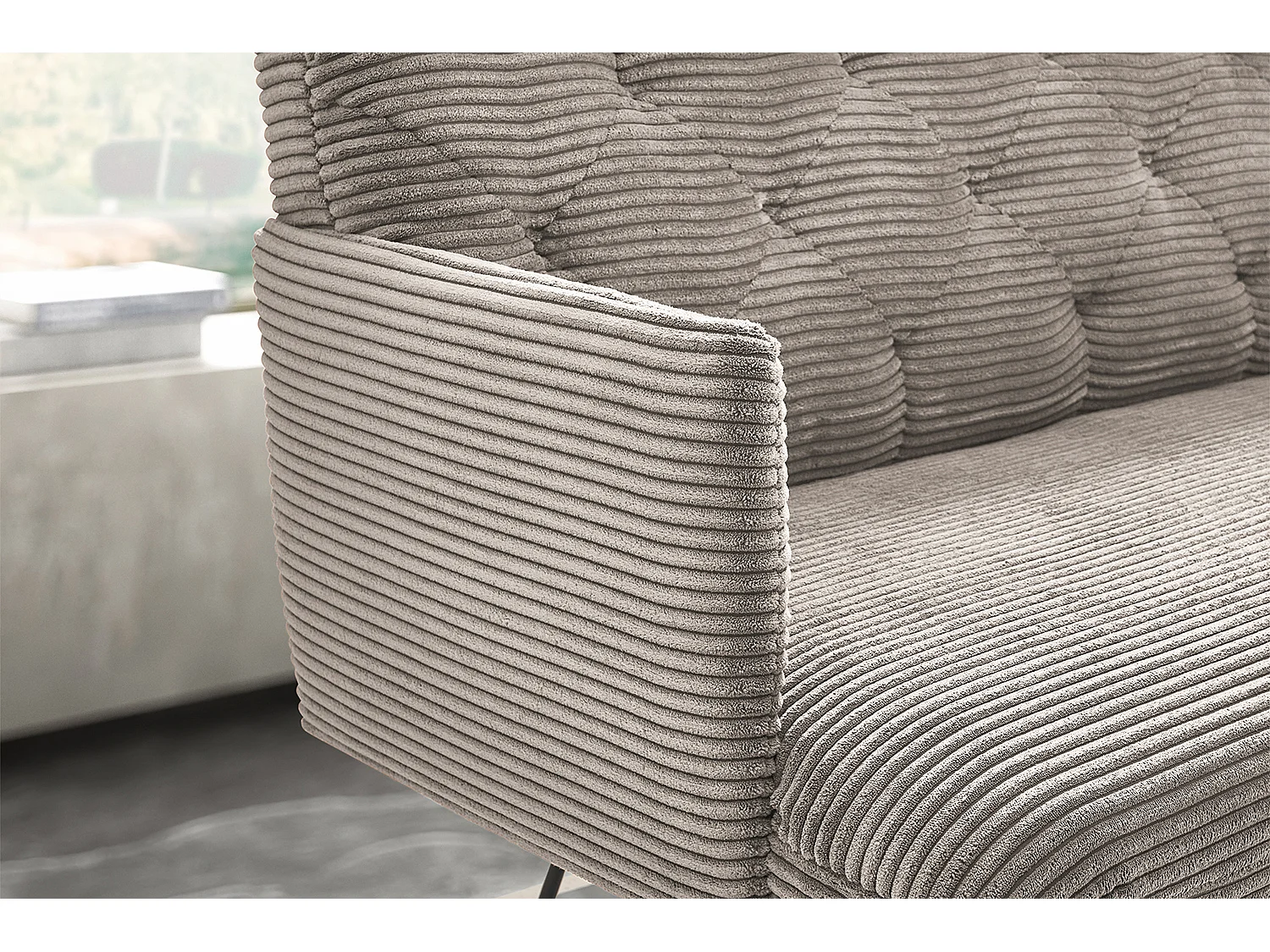 Banc - gris pierre velours côtelé - CHARME