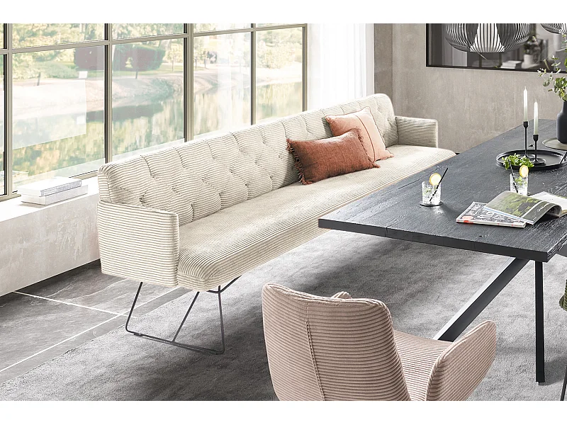 Banc - blanc crème velours côtelé - CHARME