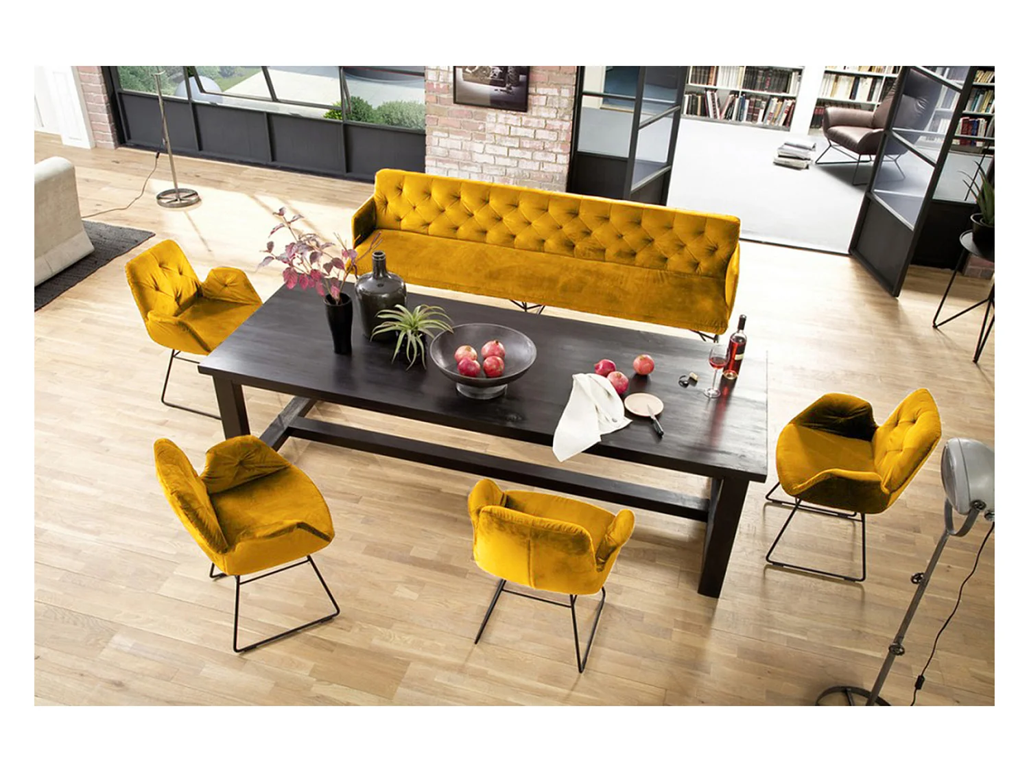 Esszimmerbank - Gelb Velvet - CHARME