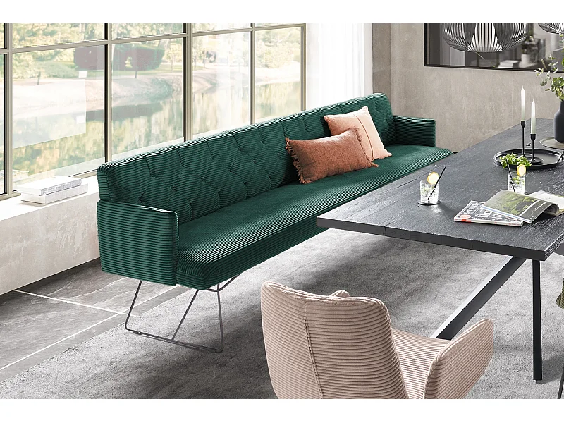 Banc - vert émeraude velours côtelé - CHARME