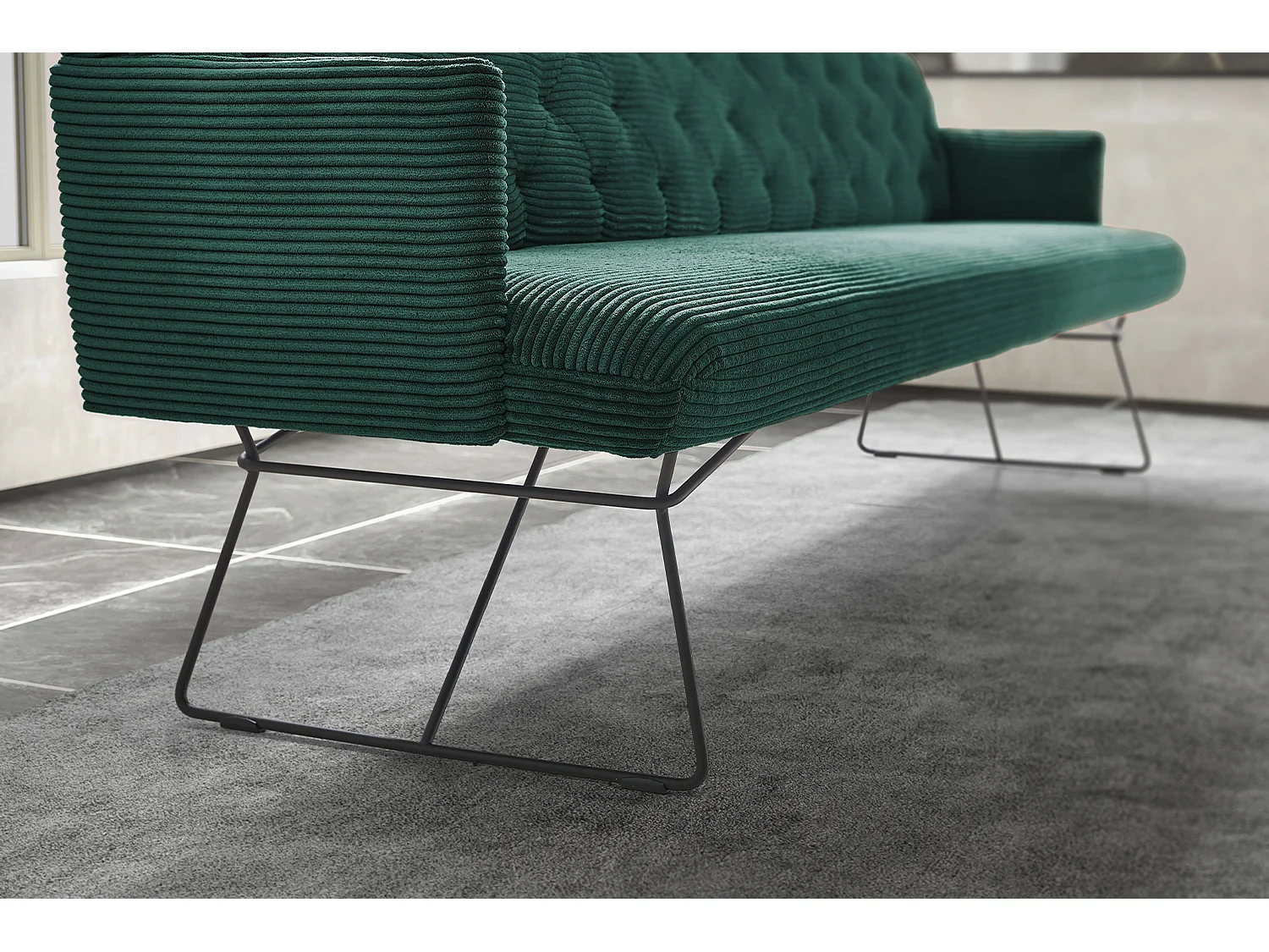 Esszimmerbank - Smaragdgrün Cord - CHARME