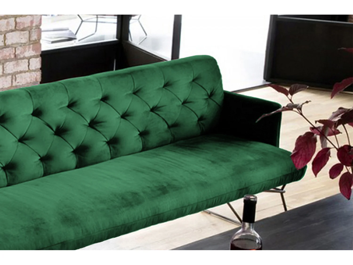 Banc rembourré - vert émeraude Velours - CHARME