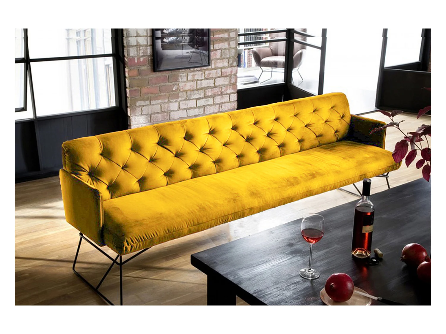 Banc - jaune Velours - CHARME