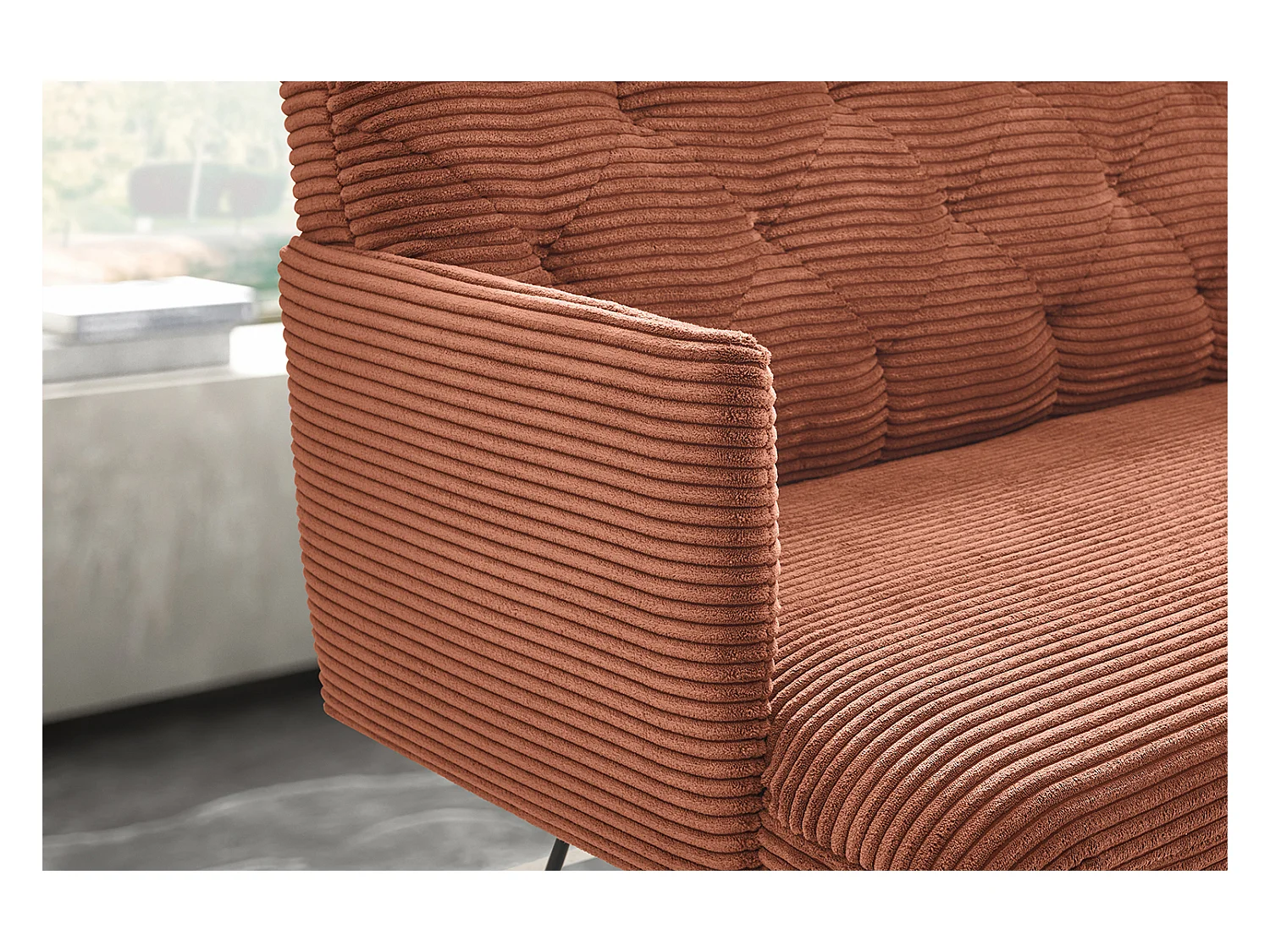 Banc - marron velours côtelé - CHARME