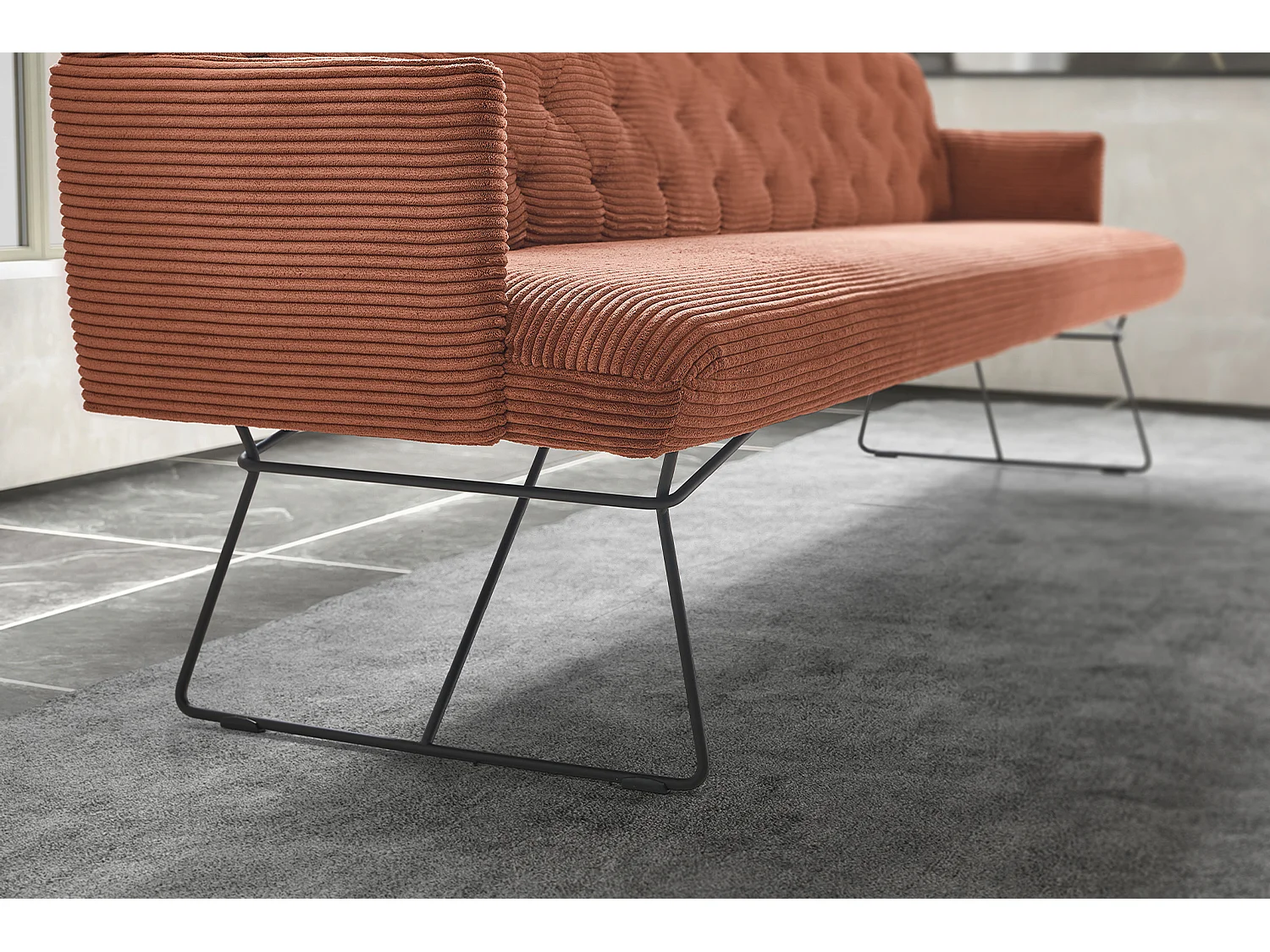 Banc - marron velours côtelé - CHARME