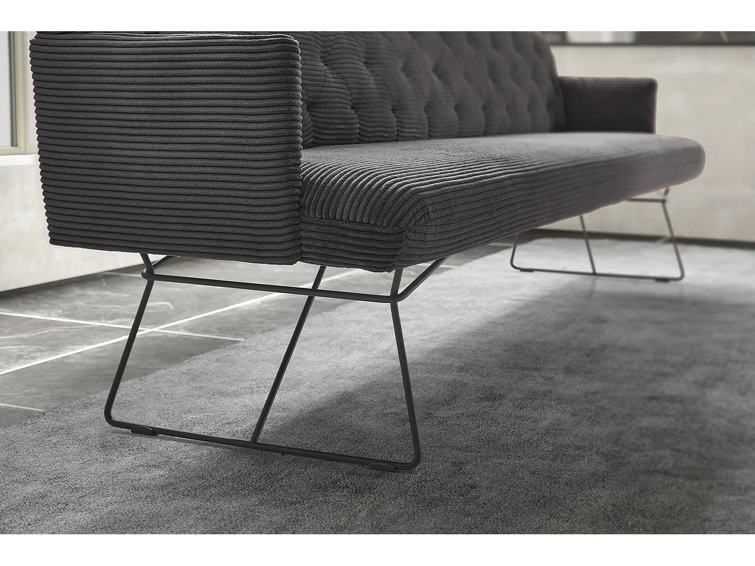 Esszimmerbank - Grau Cord - CHARME