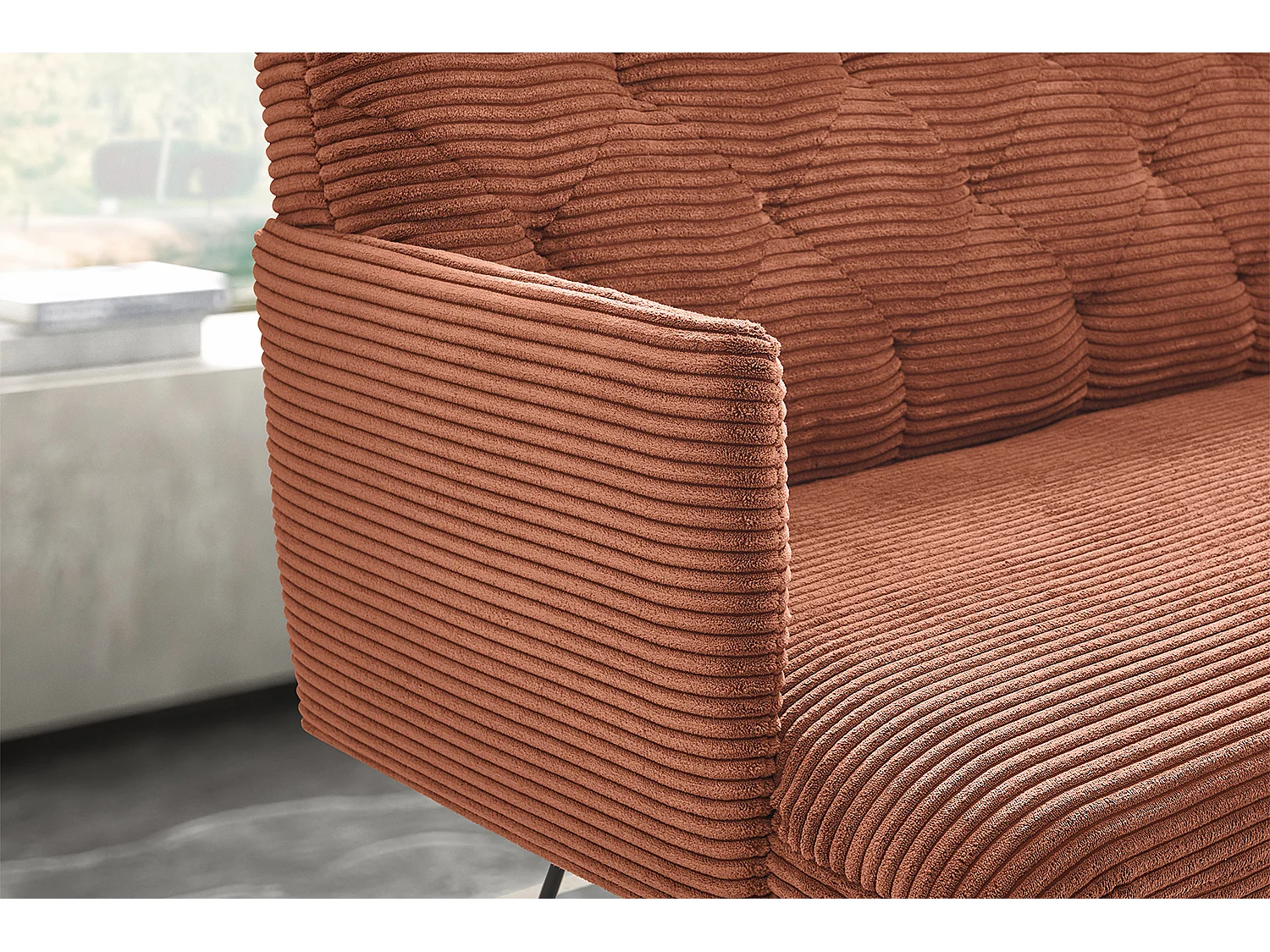 Banc - marron velours côtelé - CHARME