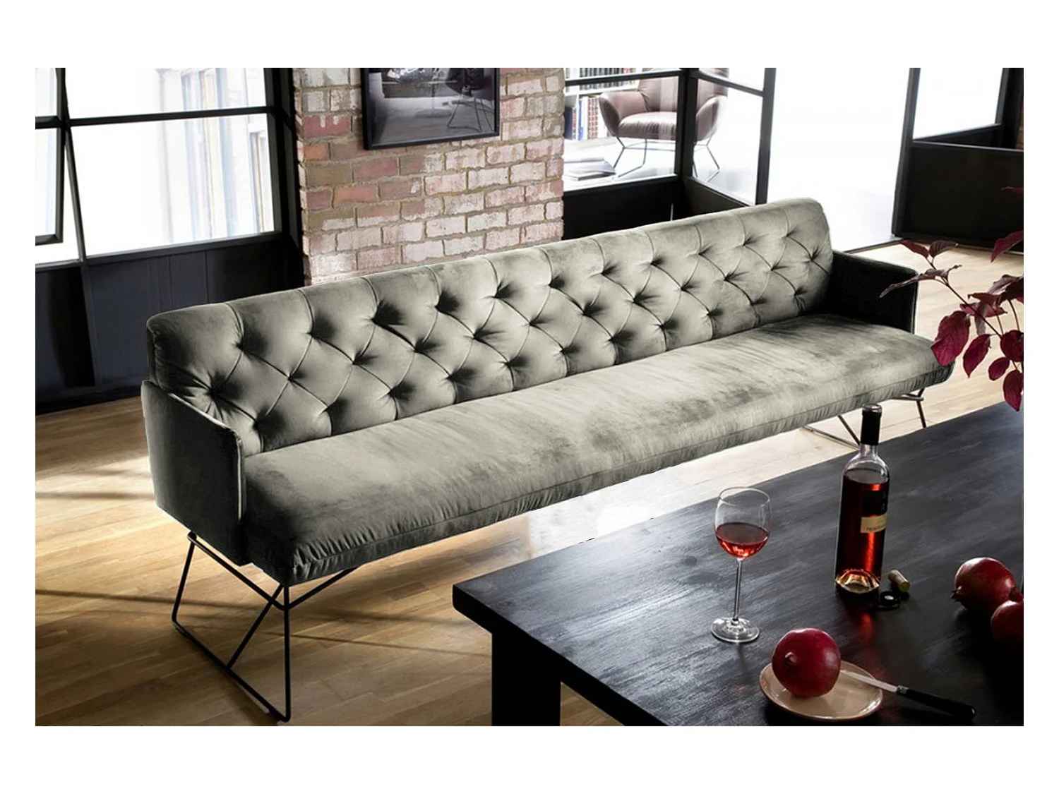 Banc - argent Velours - CHARME
