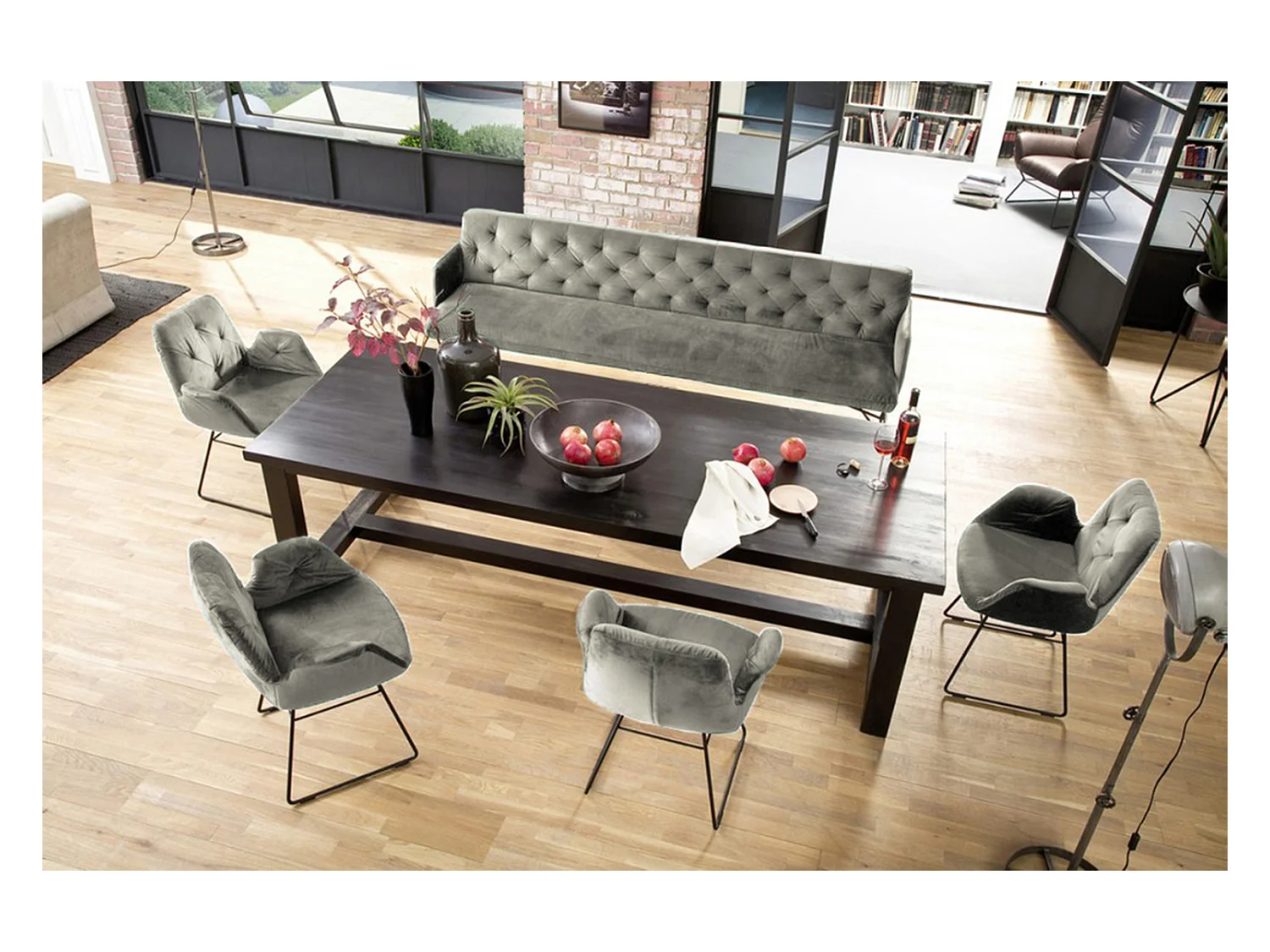 Esszimmerbank - Silber Velvet - CHARME
