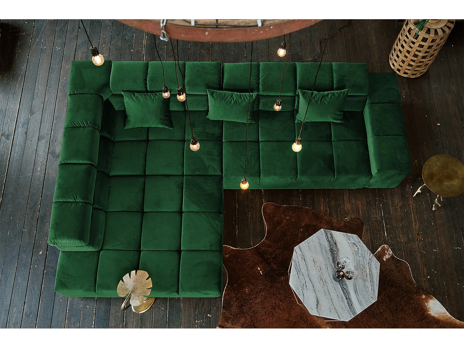 canapé - vert émeraude Velours - NEVADA