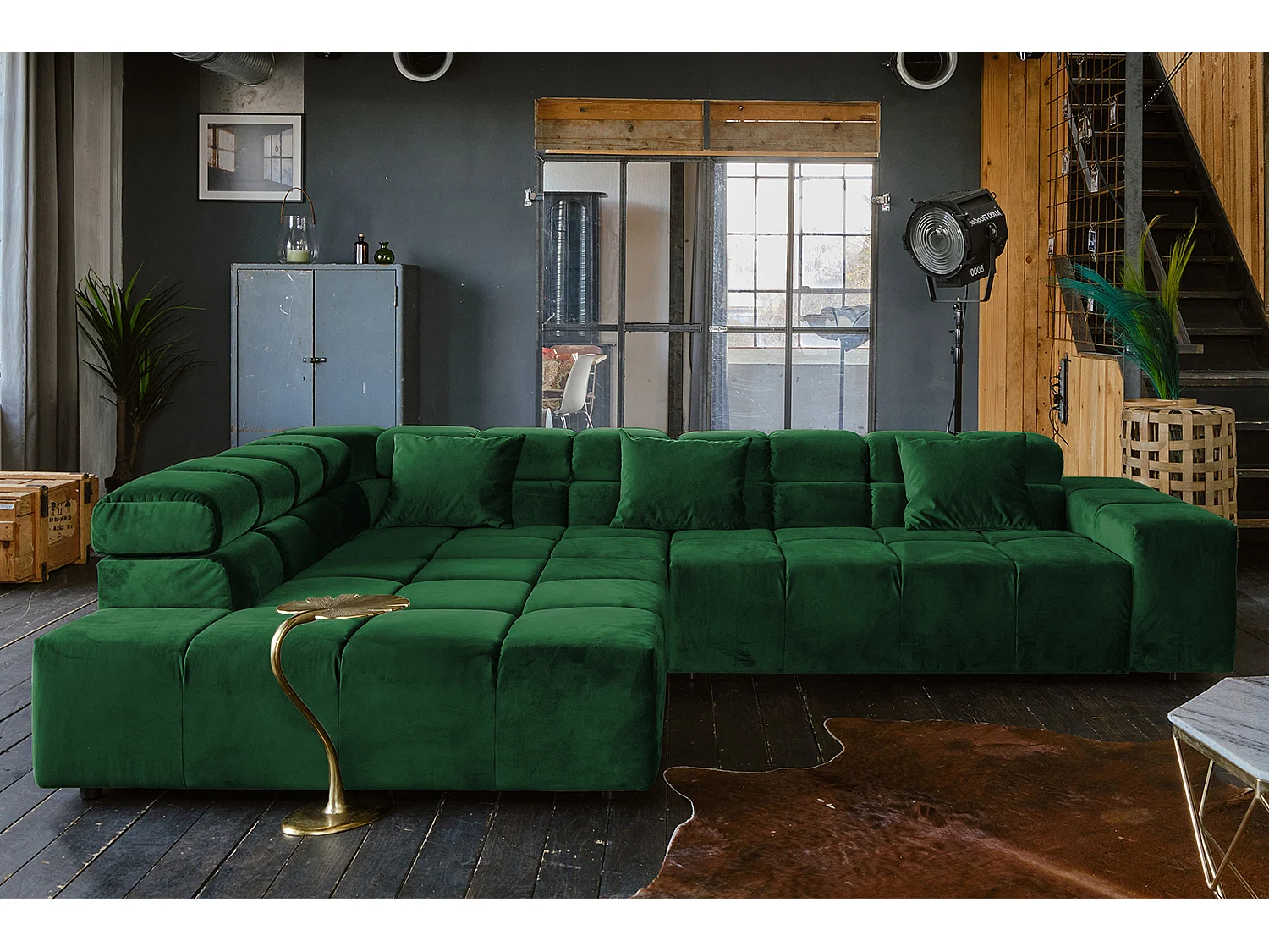 Ecksofa - Smaragdgrün Velvet - NEVADA