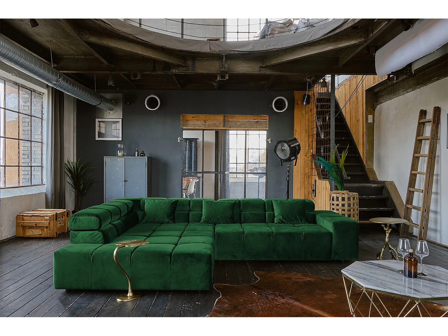 Ecksofa - Smaragdgrün Velvet - NEVADA