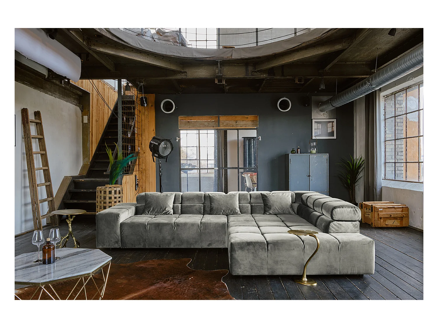 Hoekbank - Zilver Fluweel - NEVADA