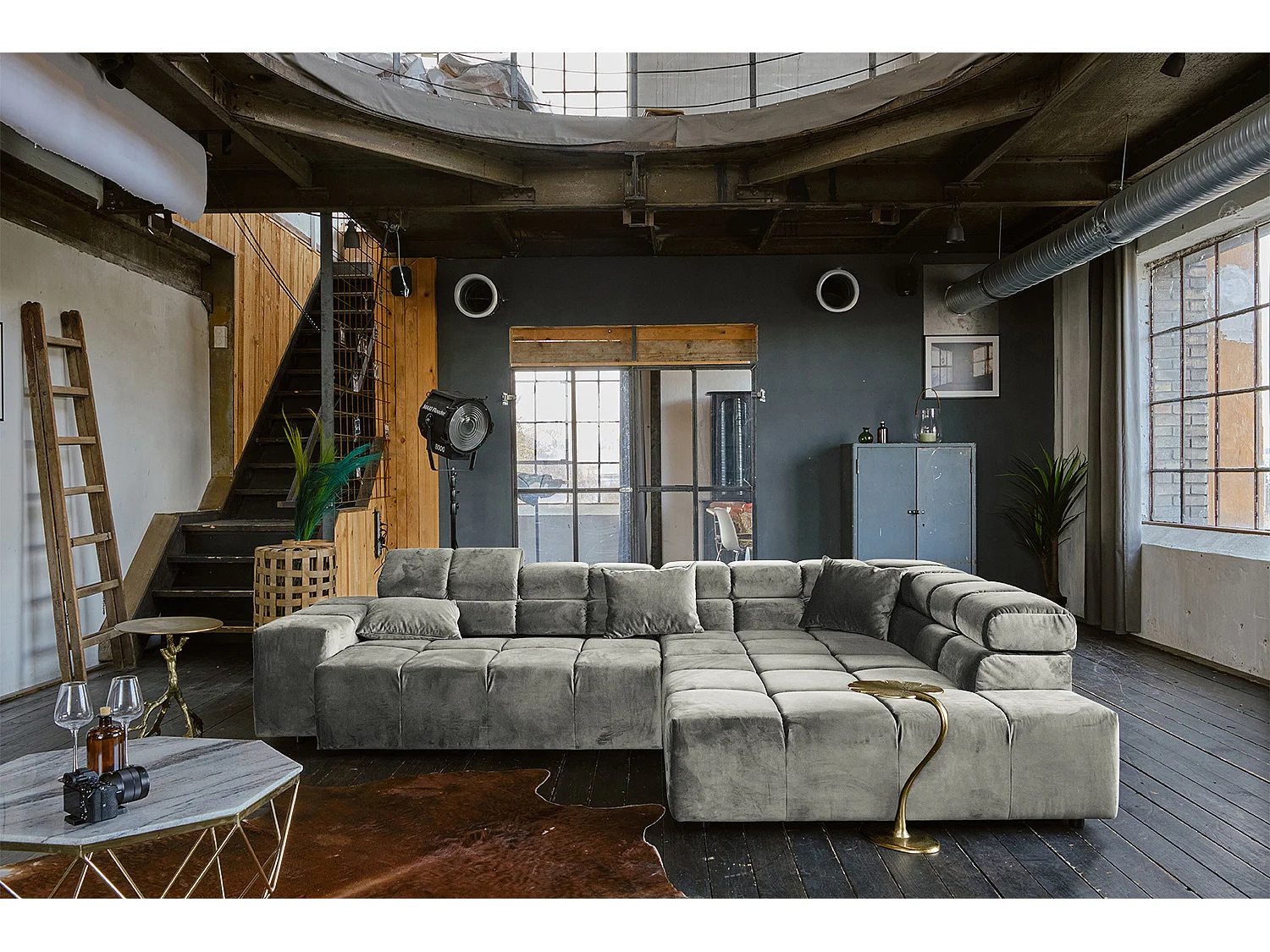 Hoekbank - Zilver Fluweel - NEVADA