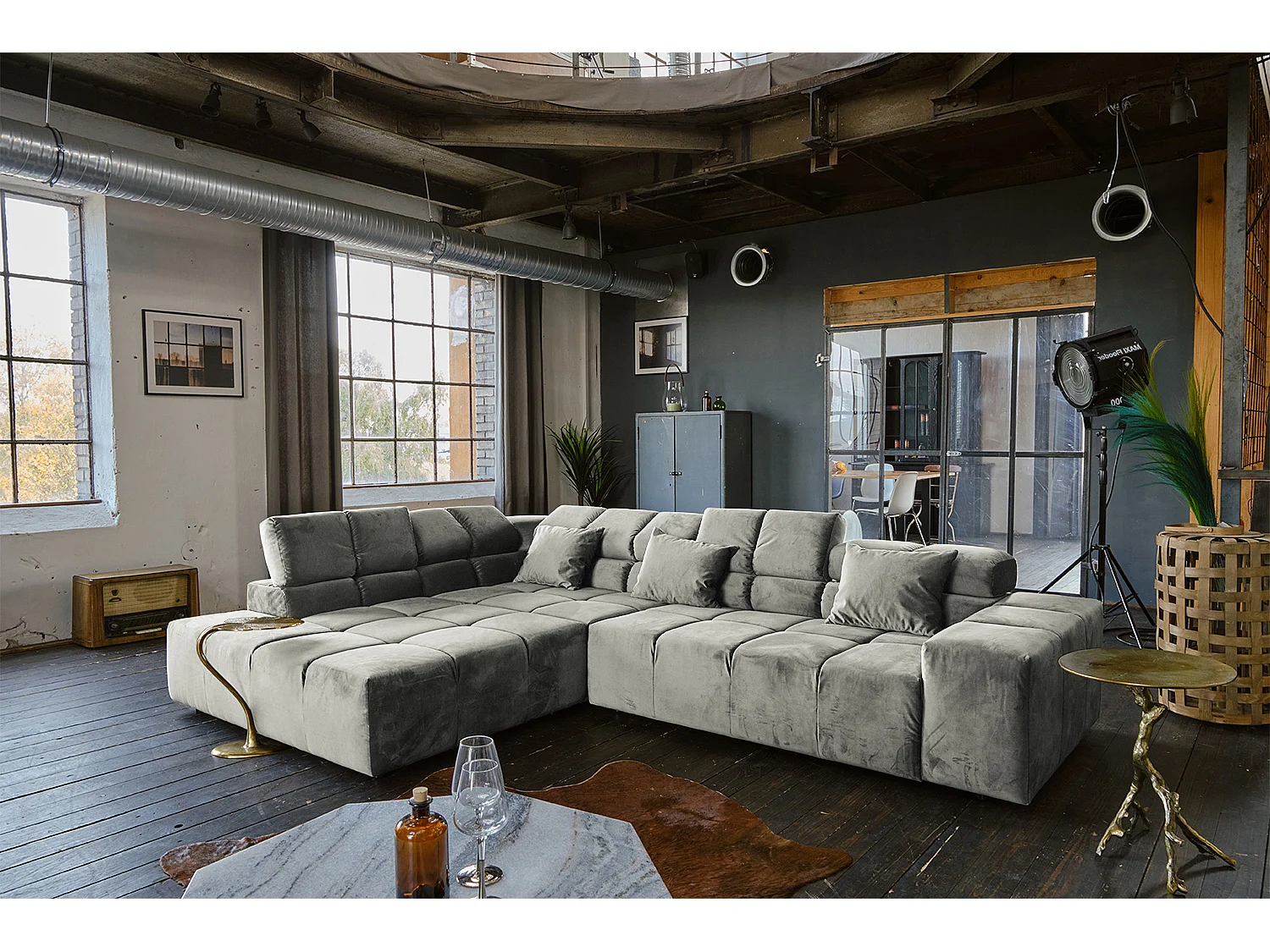 Divano - argento velluto - NEVADA