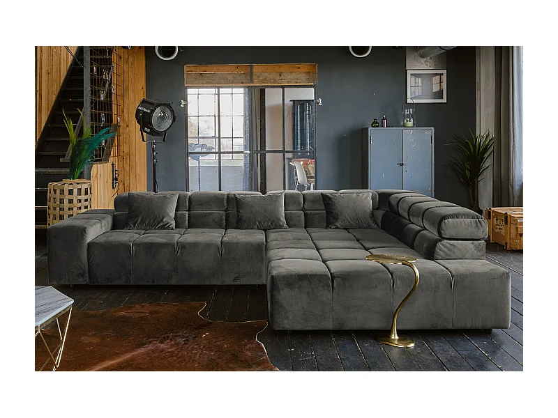 Ecksofa - Grau Velvet - NEVADA