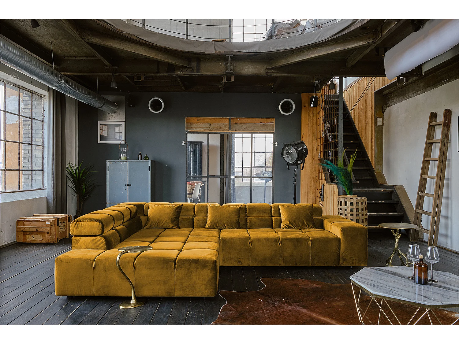 Ecksofa - Gelb Velvet - NEVADA