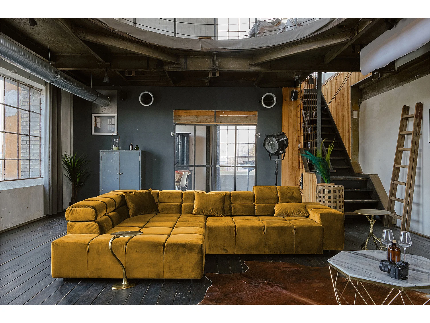 Ecksofa - Gelb Velvet - NEVADA