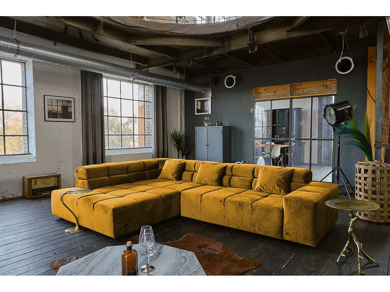 Ecksofa - Gelb Velvet - NEVADA