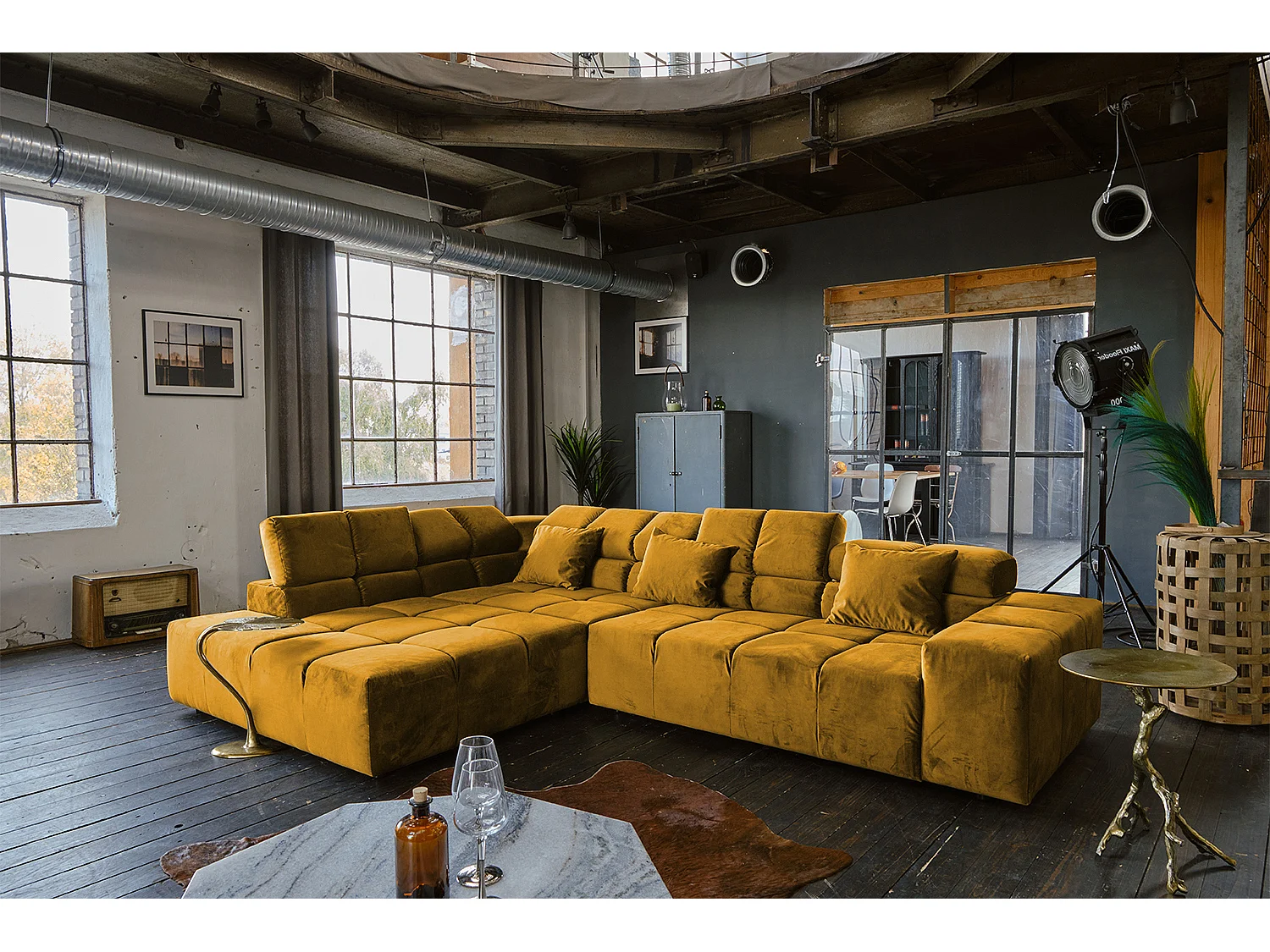 Ecksofa - Gelb Velvet - NEVADA