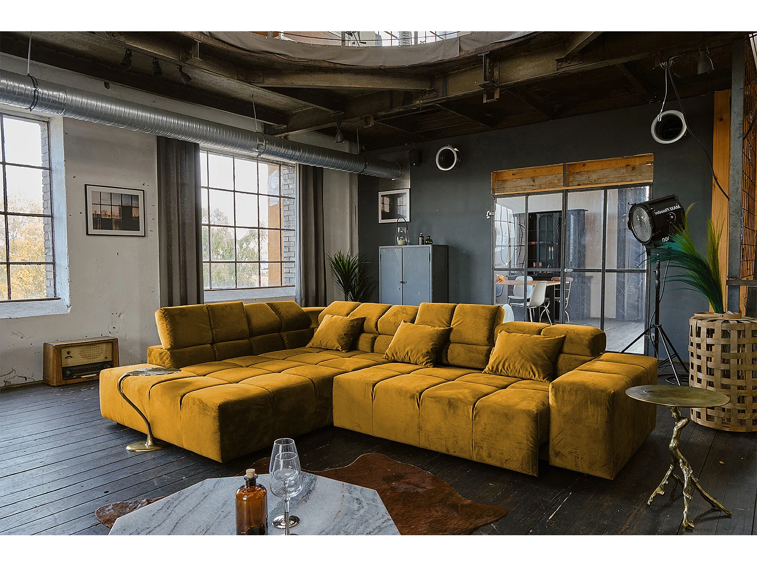 Ecksofa - Gelb Velvet - NEVADA