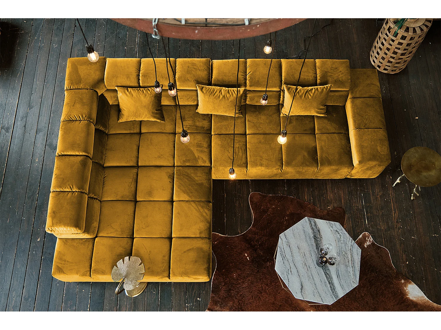 Ecksofa - Gelb Velvet - NEVADA