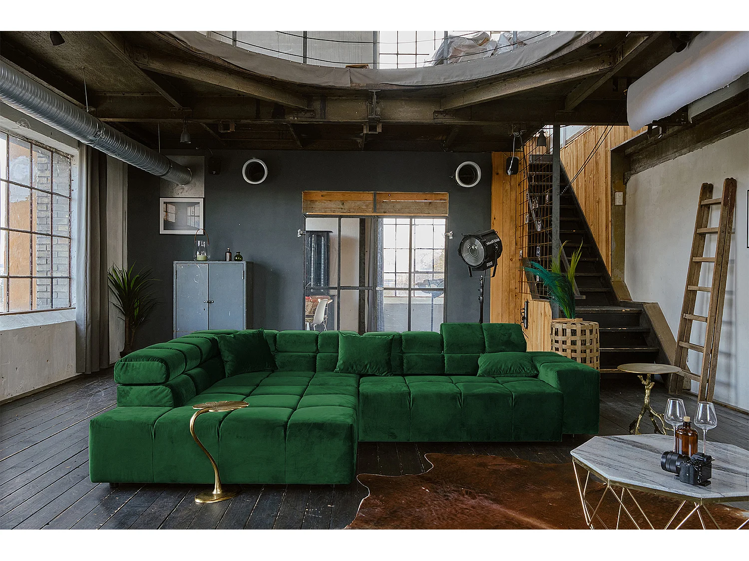 Ecksofa - Smaragdgrün Velvet - NEVADA