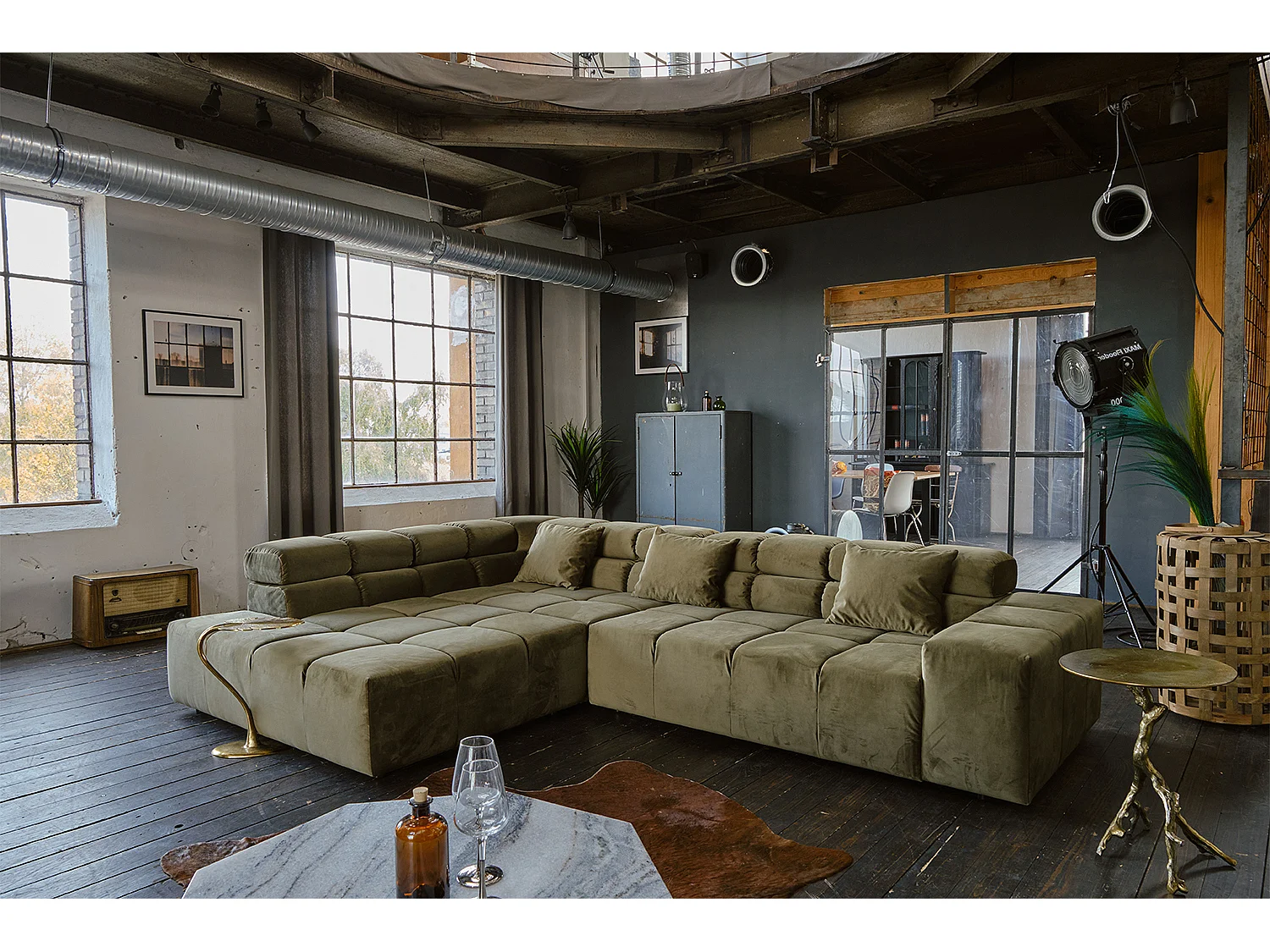 Sofá - verde claro terciopelo - NEVADA