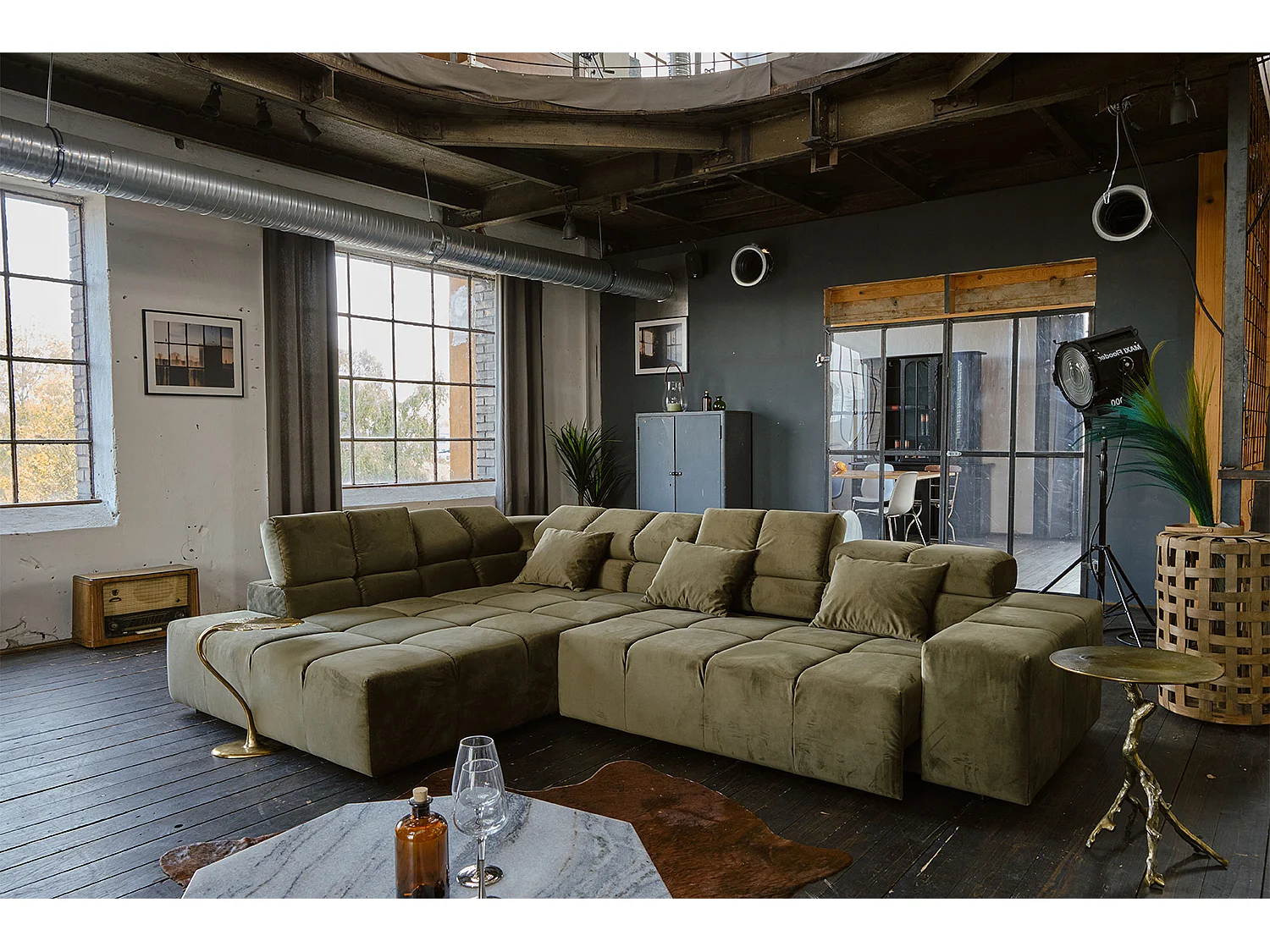 Sofá - verde claro terciopelo - NEVADA