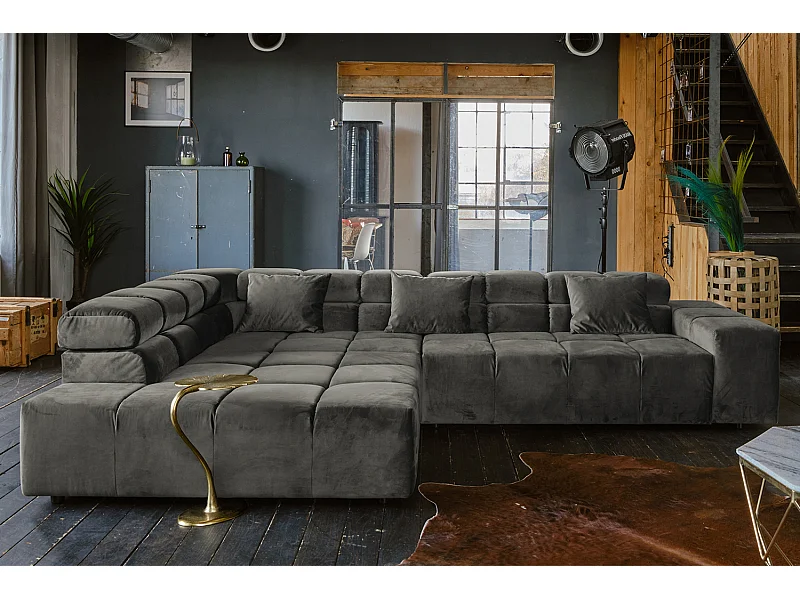 Ecksofa - Grau Velvet - NEVADA