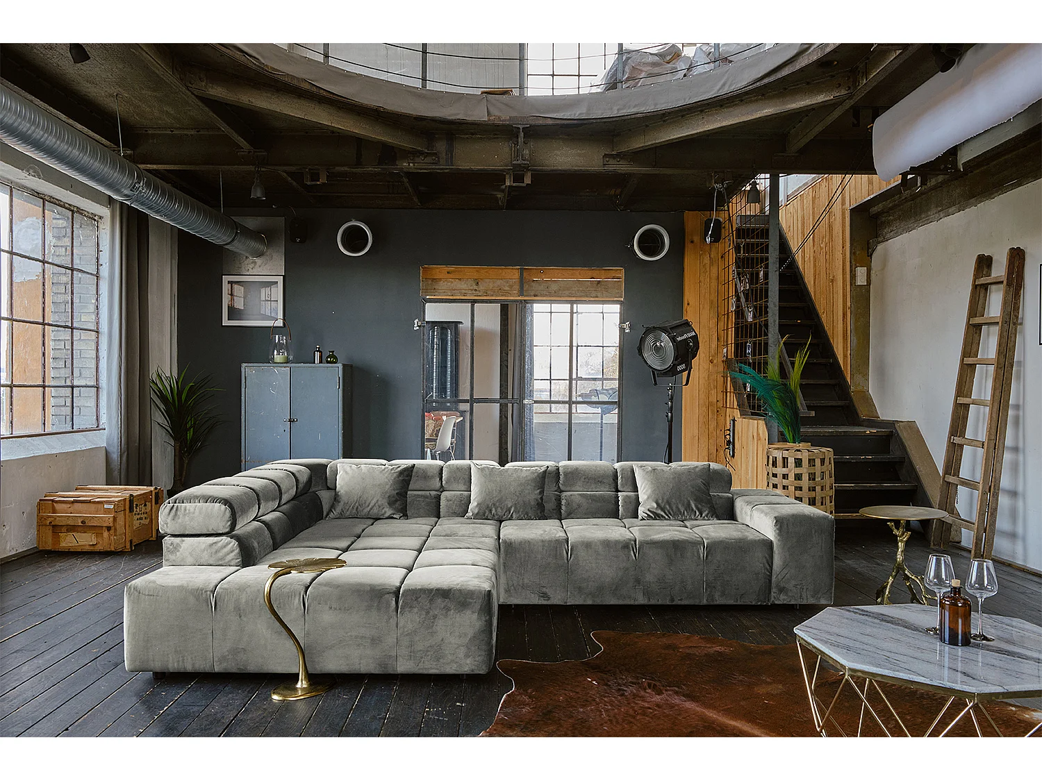 canapé - argent Velours - NEVADA