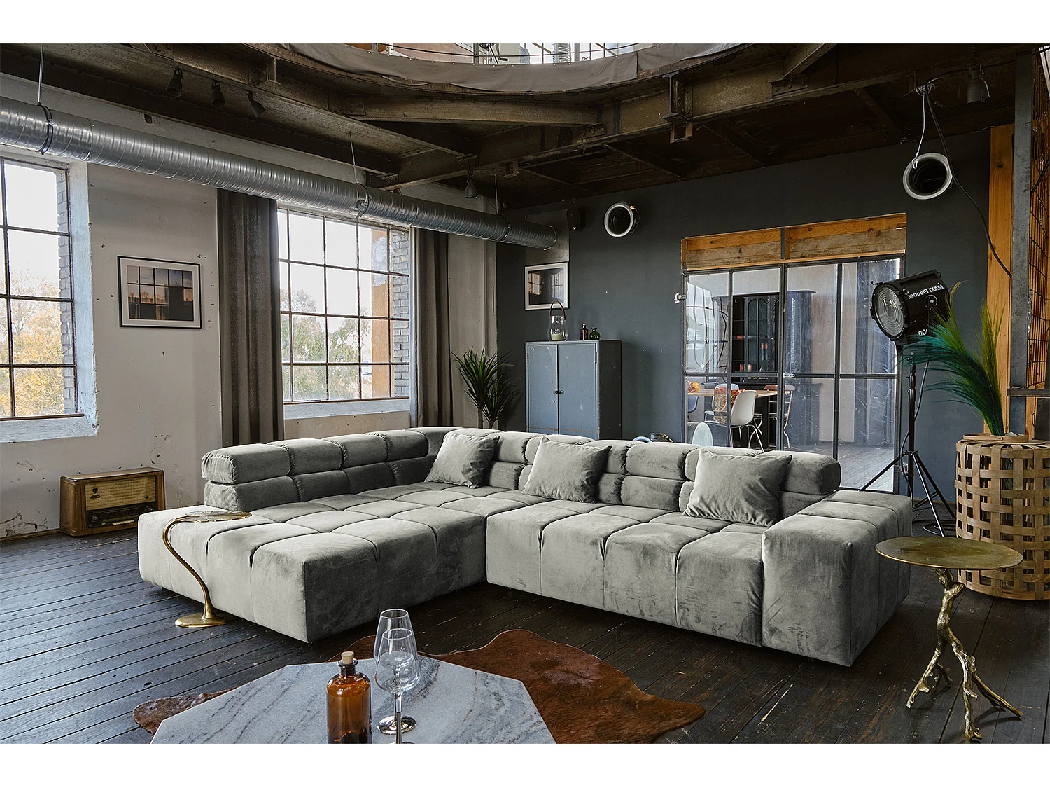 canapé - argent Velours - NEVADA